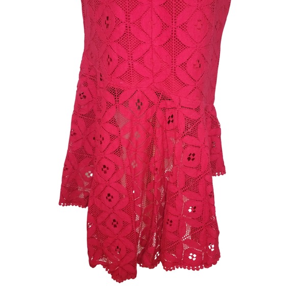 Selfie Leslie Cotton Red Eyelet Valentine's Dress M Fairy Cottagecore Engagement - Picture 8 of 11